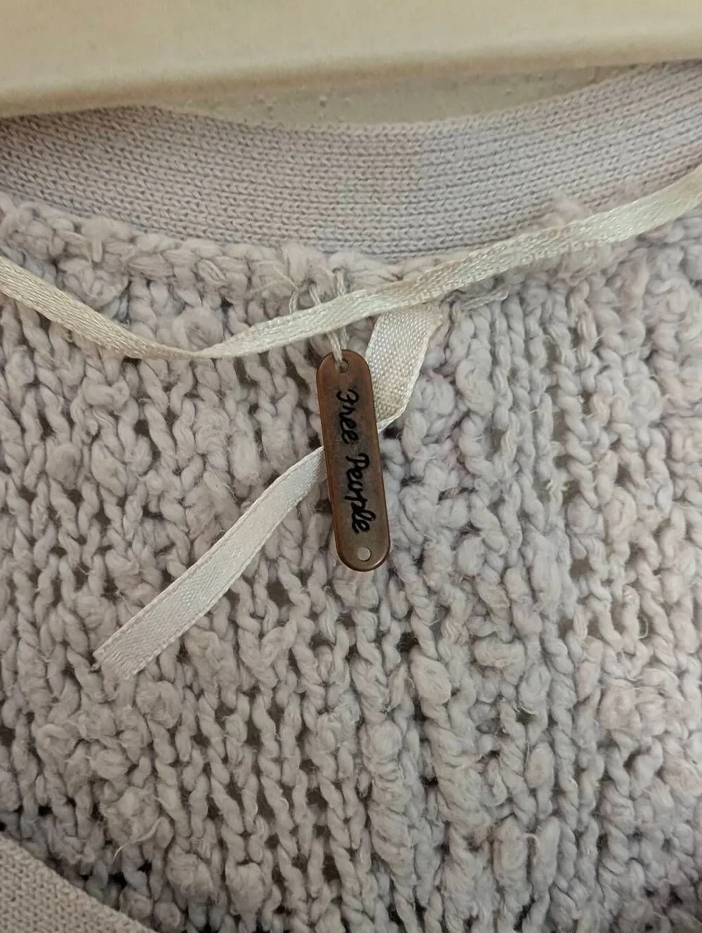 Free People Pullover Sweater Chunky Knit Size S grey & pink